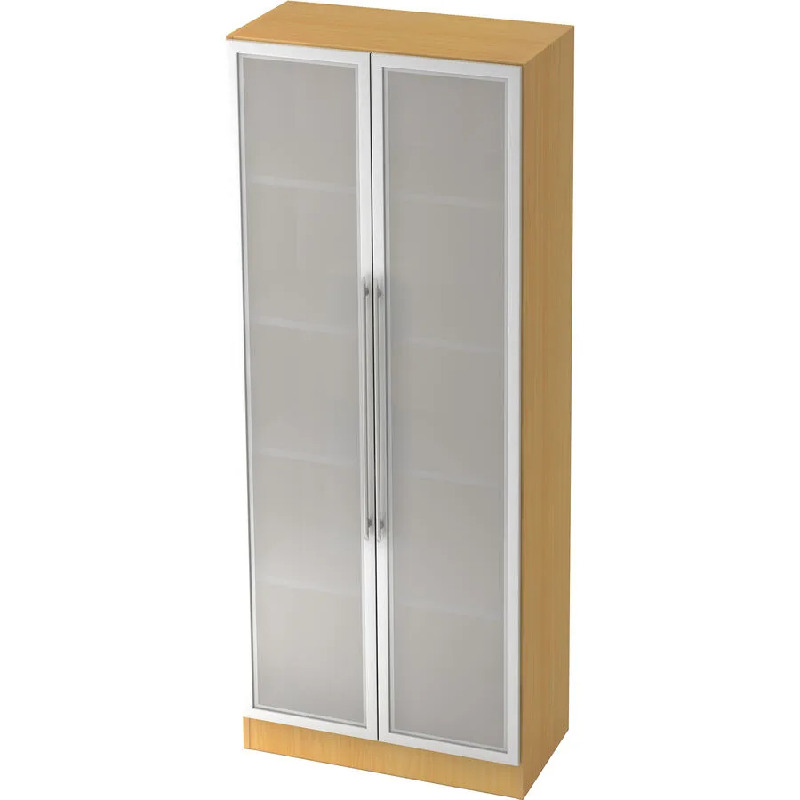 Aktenschrank Office Aluminium gebürstet, semi transparent, natur Holzwerkstoff, Glas, Metall B 80 cm H 200.4 cm