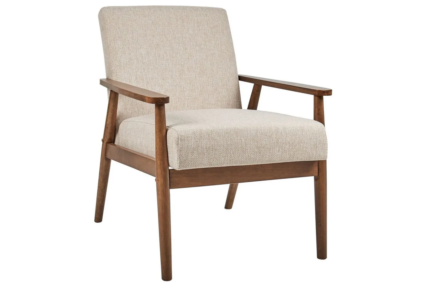 Fåtölj Esrum Beige/mörkt trä, Polyester - Beige/mörkt trä, Polyester