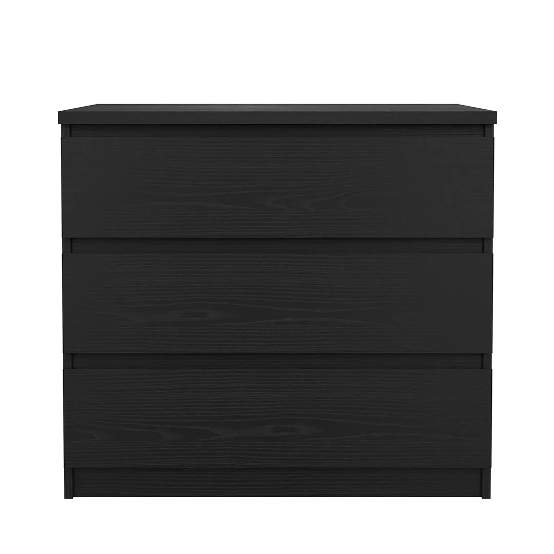 Naia Kommode 3 Schubladen schwarze Struktur.