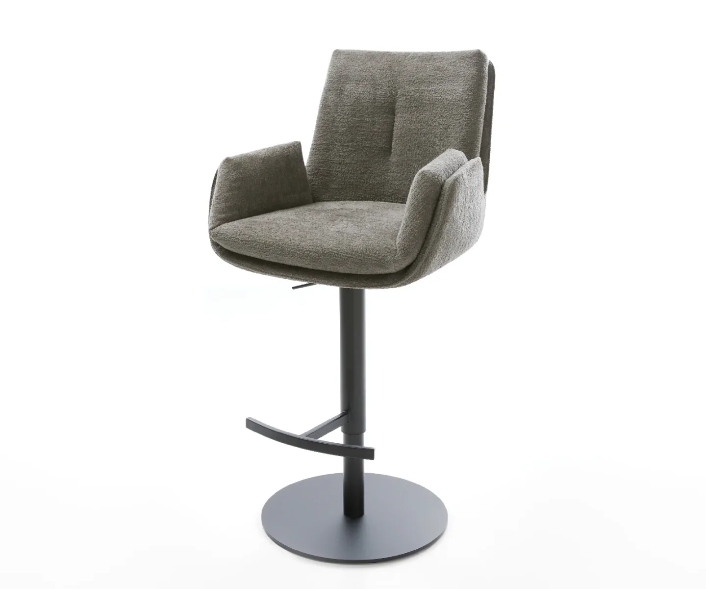 Barstuhl Clea-Flex Bouclé Soft Schlamm Drehfuß höhenverstellbar Metall Schwarz