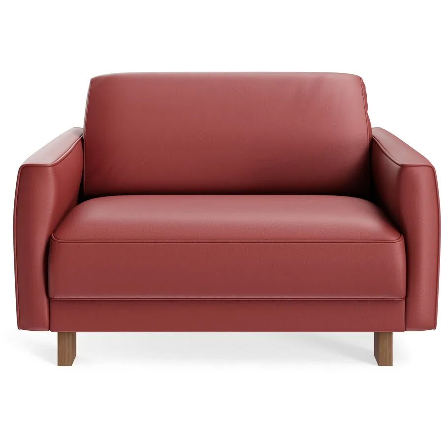 Sessel Avena Dunkelrot Leder, Walnuss B 117 T 96 H 74 cm - Möbel Konfigurator: Traummöbel individuell zusammenstellen