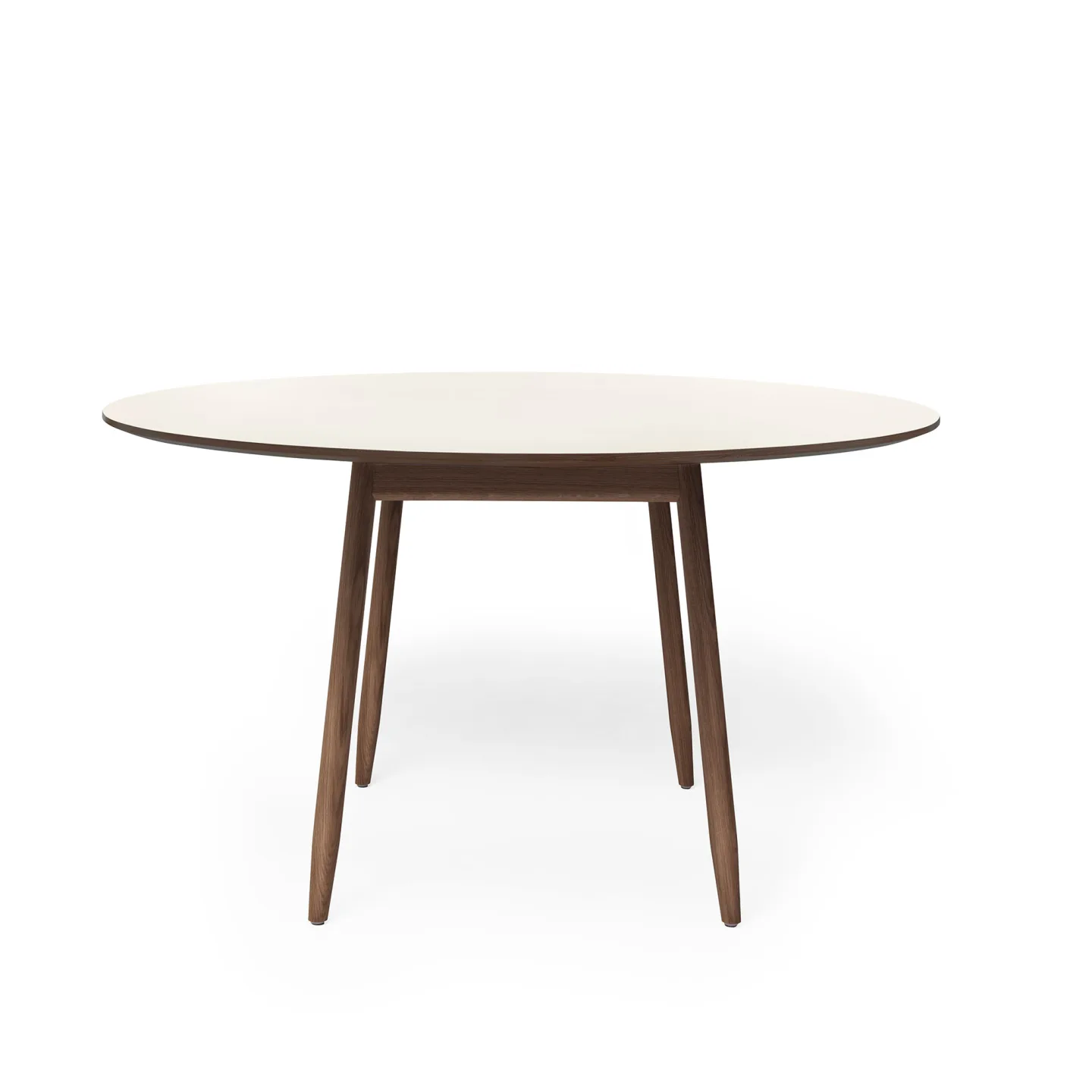 Massproductions - Icha Table - Dia 125, Black Stained Beech Desktop Linoleum 4166 Charcoal - Matbord - Chris Martin