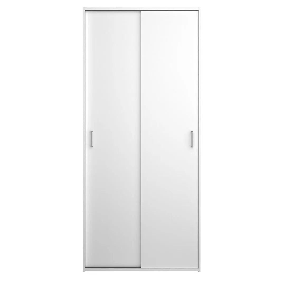 Space Kleiderschrank 176x78x49cm, 2 Schiebetüren weiß.