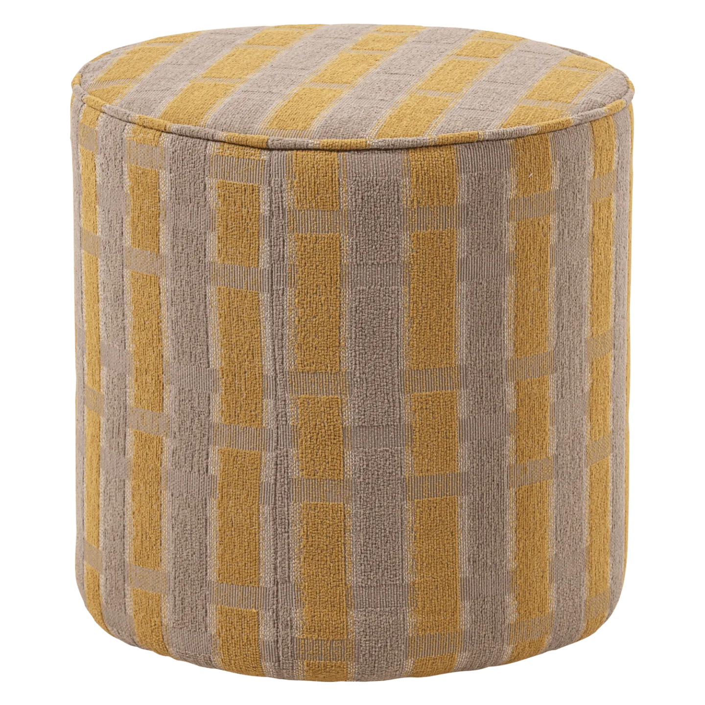 Puff Sarli 46 cm Rund - Taupe/Gul