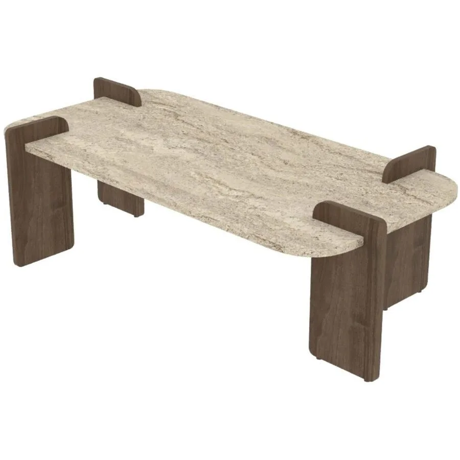 Salontisch Georis Travertin, Nussbaum 100% Melaminbeschichtete Kiefer B 120 T 60 cm