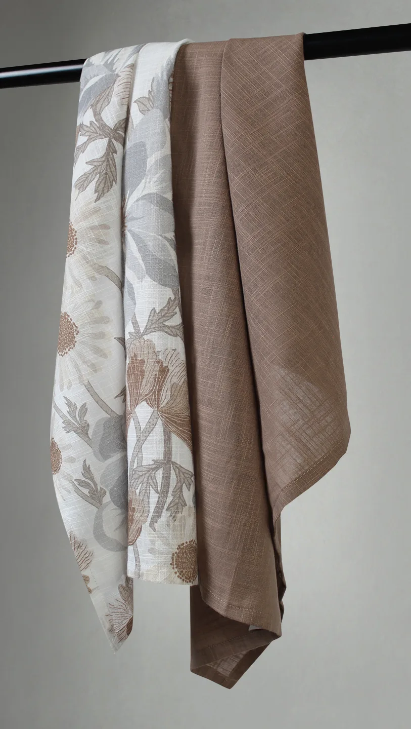 Kjøkkenhåndkle 2-pak - Serena (grå/beige) (Størrelse: 50 x 70 cm)