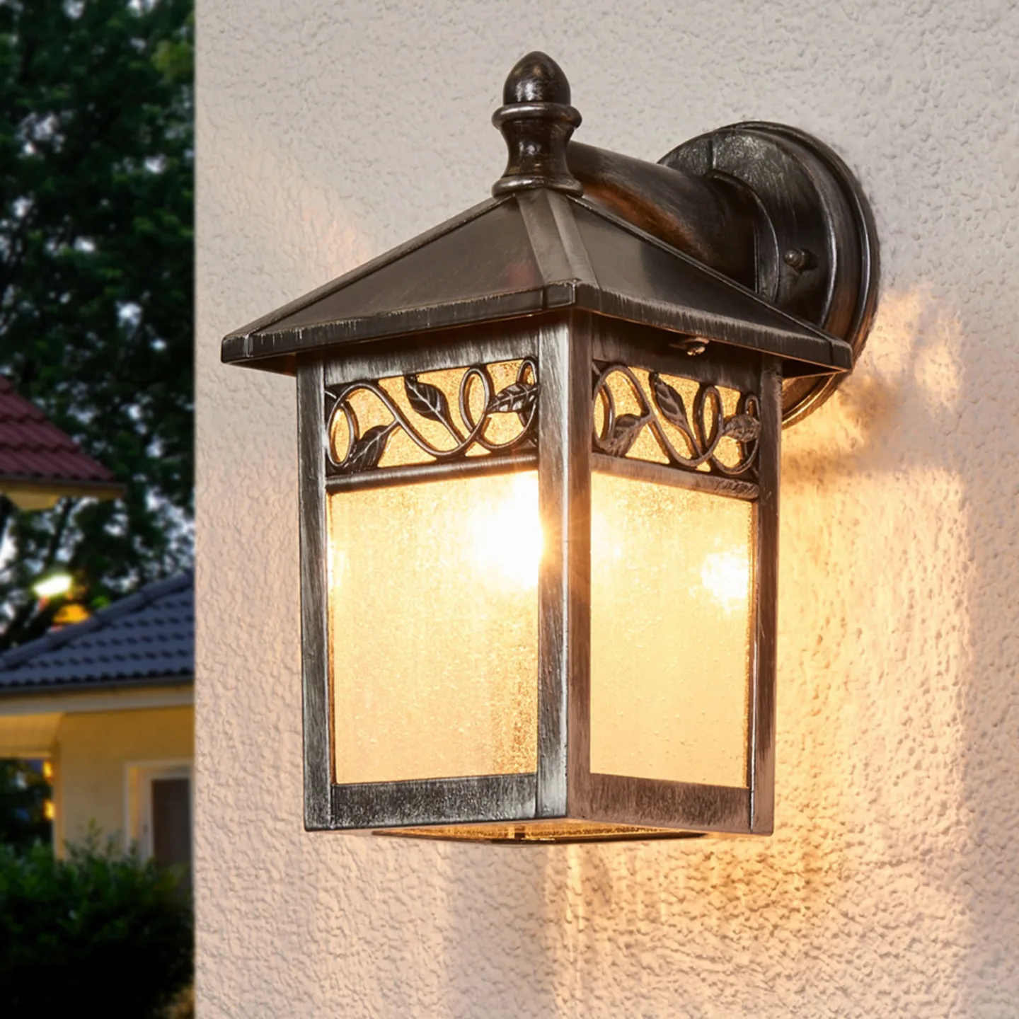 Winchcombe utomhusvägglampa, svart/klar, IP44 – Elstead - Antik - Metall - Med en ljuskälla