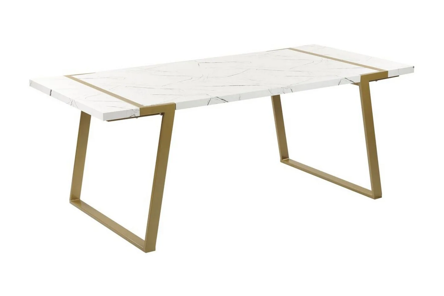 Stensby Matbord 90x200 cm - Vit/Guld