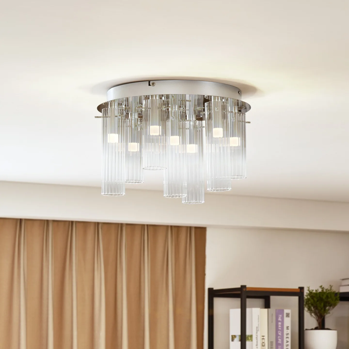 Korvitha 7 LED Deckenleuchte Smoke/Silver - Lucande - Wohnzimmer - Modern - Glas - Mehrflammig