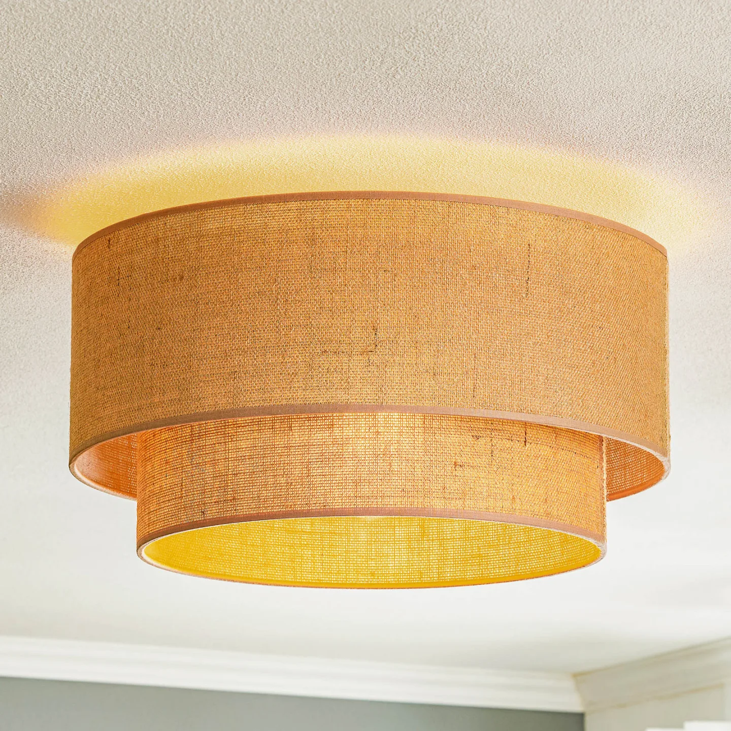 Boho Loftlampe Ø45 Jute/Nature - Euluna Boho jute - Stue - Stof / tekstil - Rund