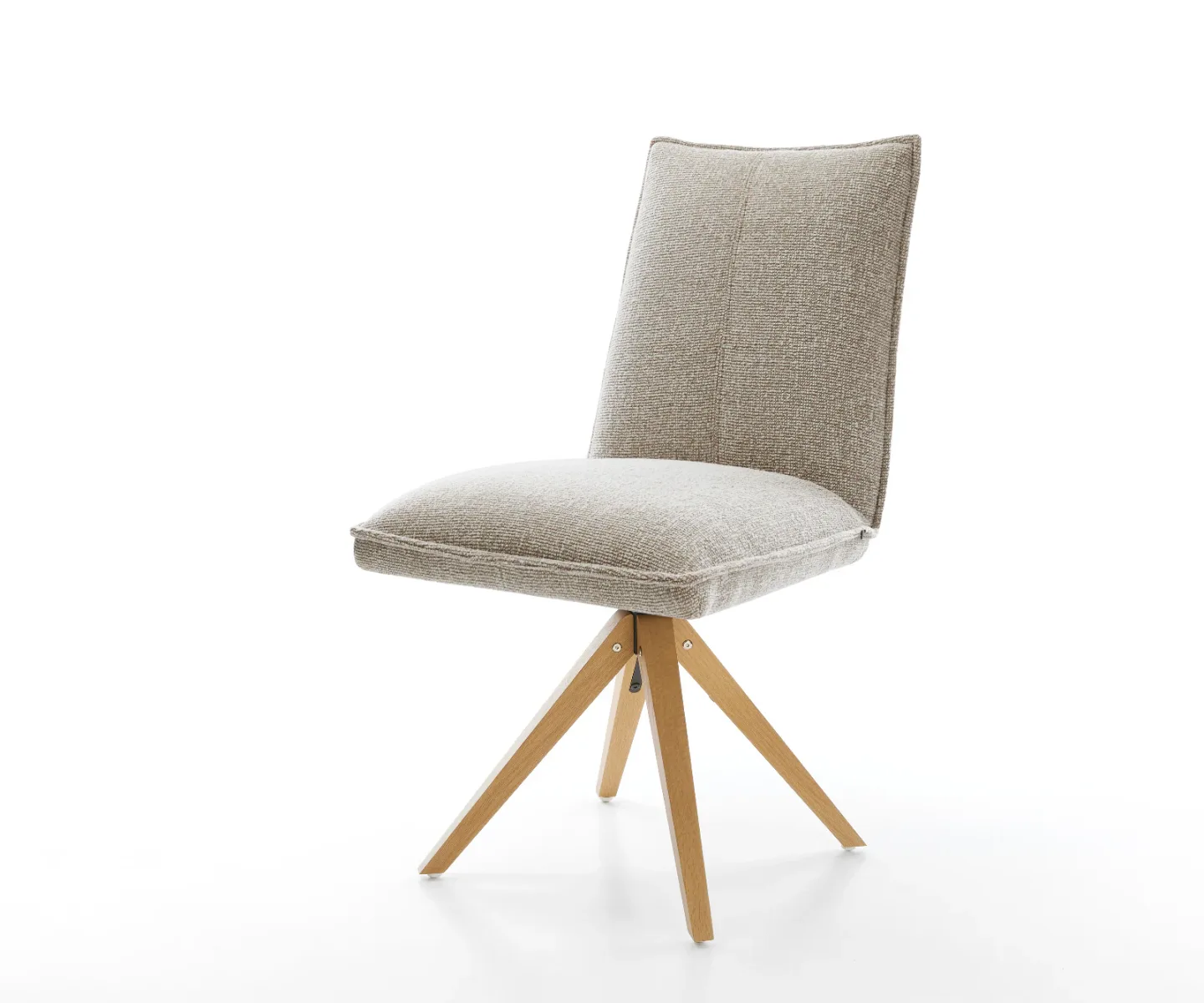 Drehstuhl Lelio-Flex Webstoff Soft Beige Holzgestell kantig Natur 360° drehbar Taschenfederkern