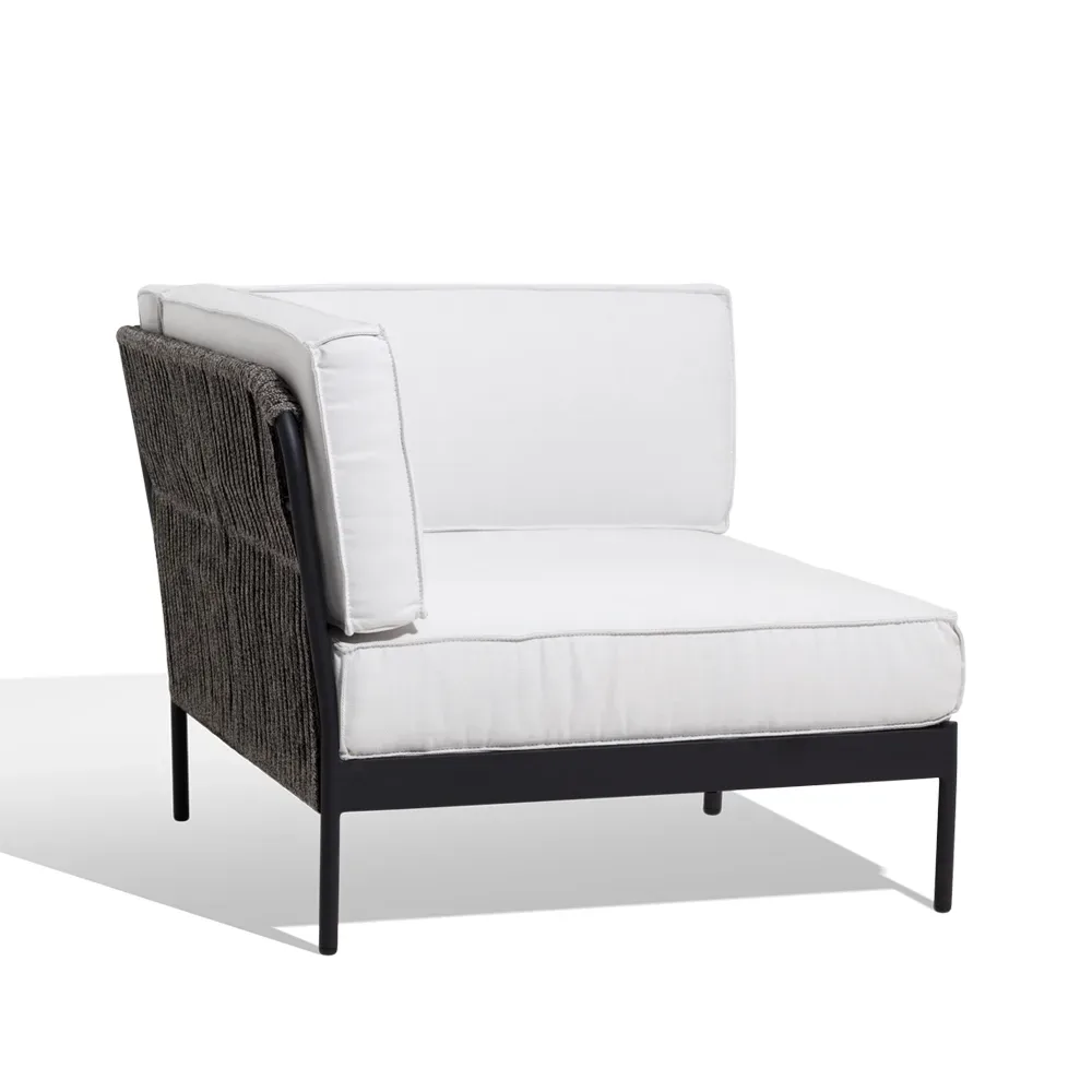 Skargaarden Lidö modulsoffa Sunbrella Deave silver grey, hörndel, mörkgrå aluminiumram