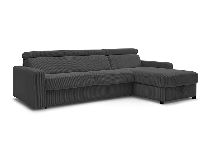 Ecksofa BOBOCHIC MONACO Cord-Stoff dunkelgrau