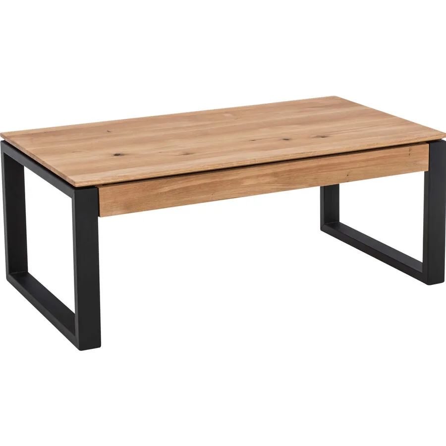 Salontisch Herrliberg natur, schwarz Holz, Metall Massivholz B 110 T 60 cm