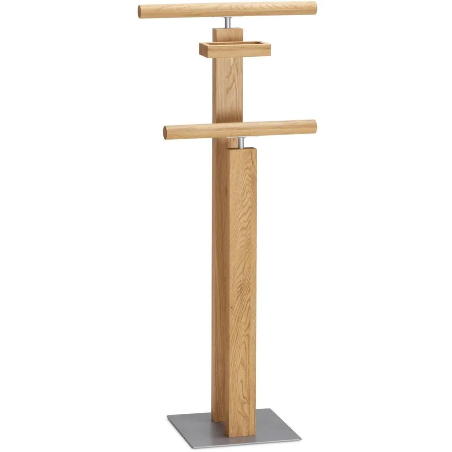 Hasena Herrendiener Claudio Metall: 42-Alu / Holz: 73-Eiche bianco, gebürstet, geölt Eiche, Metall pulverbeschichtet B 45 cm