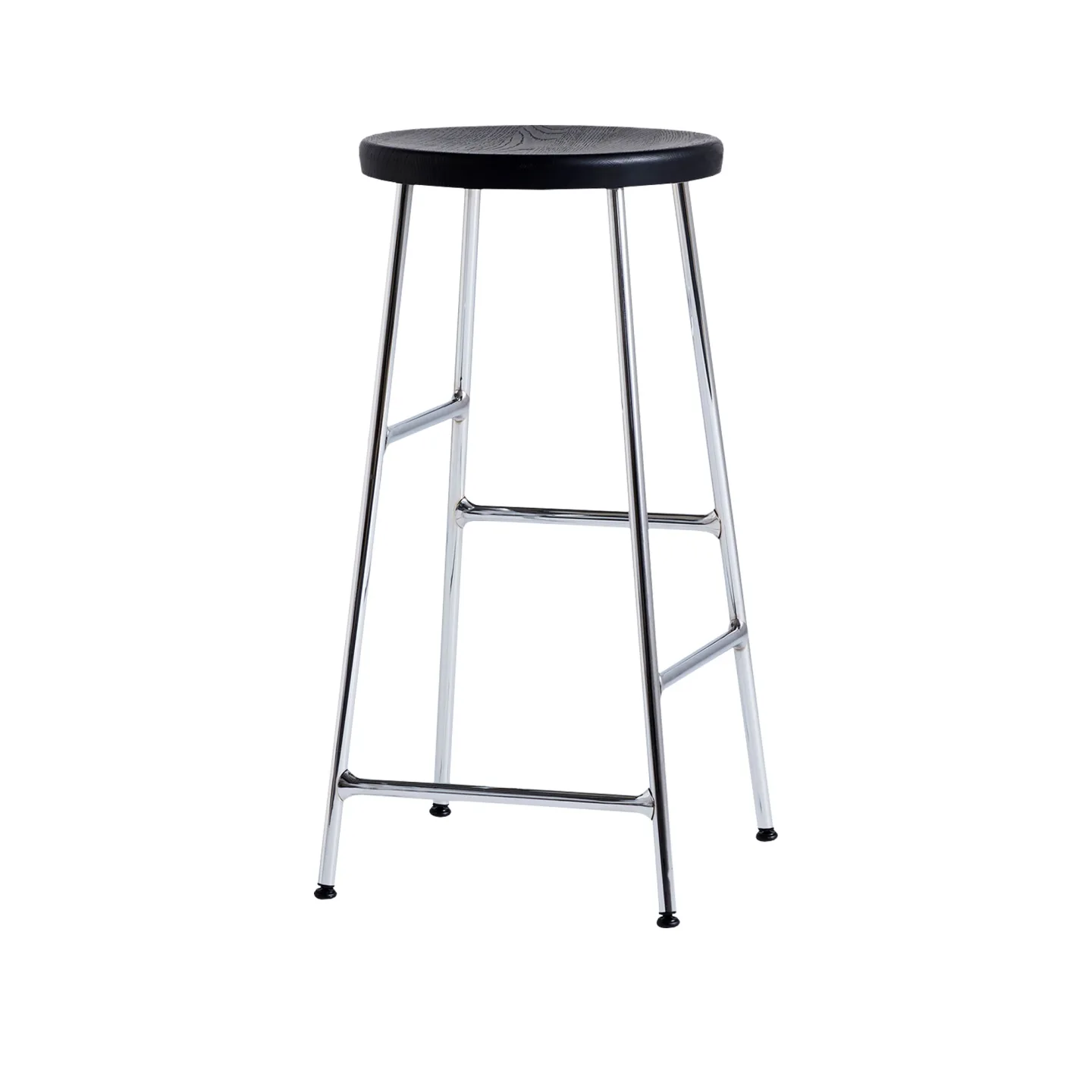 HAY - Cornet Bar Stool Low - Soft Black - Chromed Steel - Barstolar - Jonas Trampedach - Silver - Metall/Trä