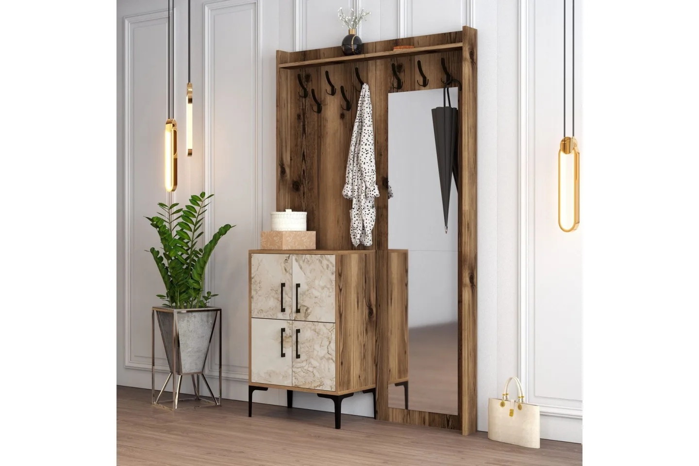 Retzow Hallmöbelset 120 cm - Brun/Vit