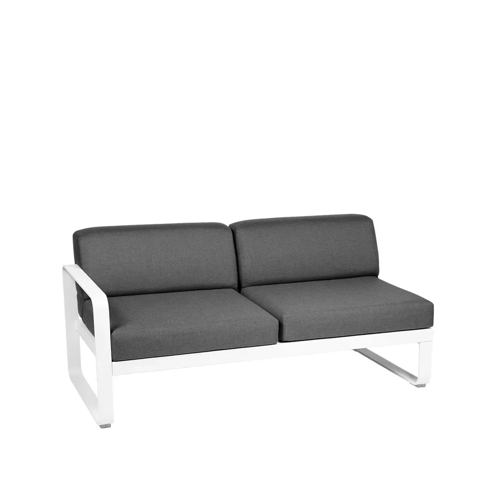Fermob Bellevie Left modulsoffa 2-sits Cotton white (vit), graphite grey dyna