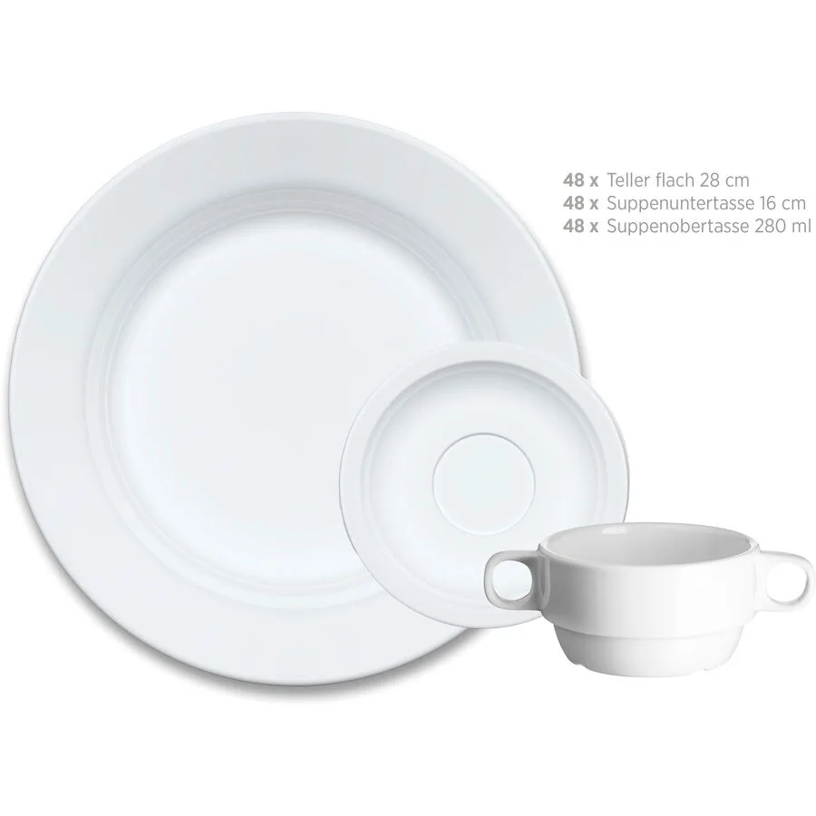 MÄSER Geschirr-Set 144-tlg. Marina Weiss Porzellan