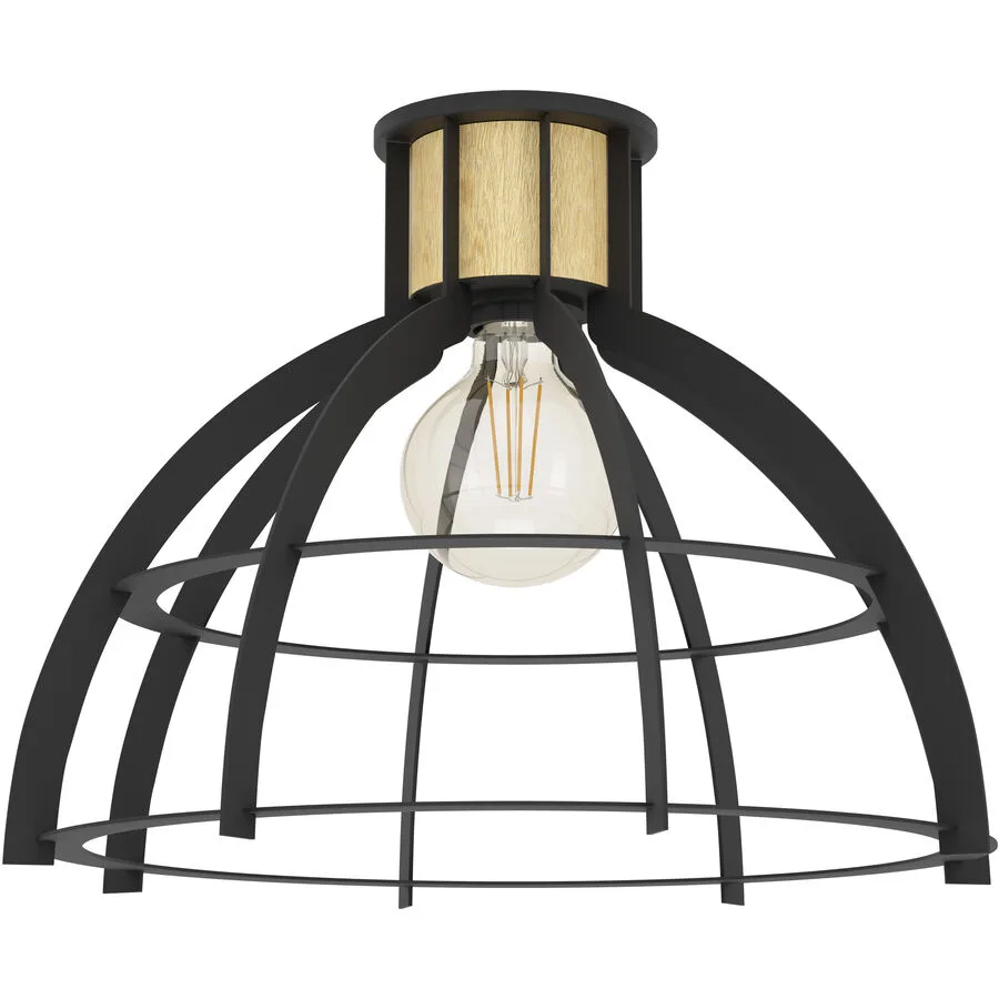 Eglo Deckenlampe Stillington Braun/Schwarz Stahl/Holz 31.5 cm - Material: Holz/Stahl