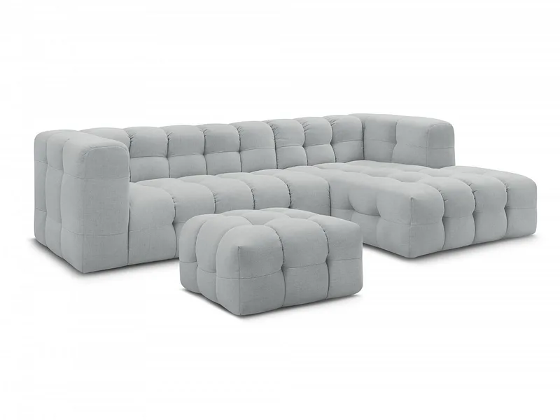 Ecksofa mit Hocker BOBOCHIC CLOUD Stoff hellgrau