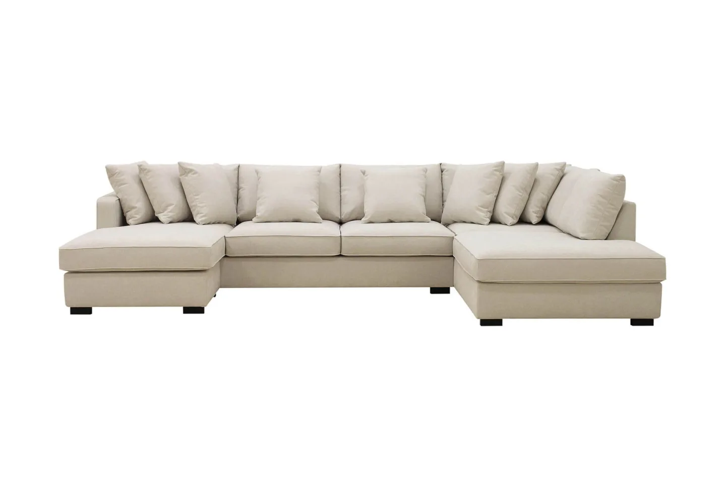 Rossita 5-sits Högervänd U-formad Djup Soffa med Divan och Schäslong i Tyg - Beige