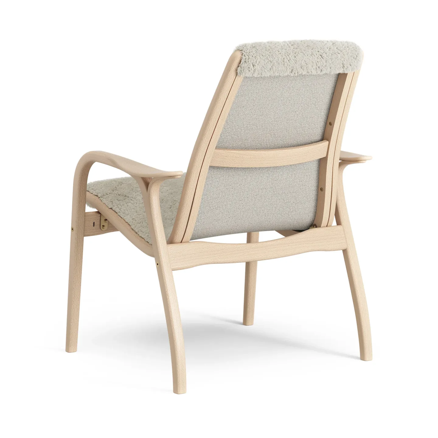 Swedese Laminett fåtölj lackad bok/fårskinn Moonlight (beige)