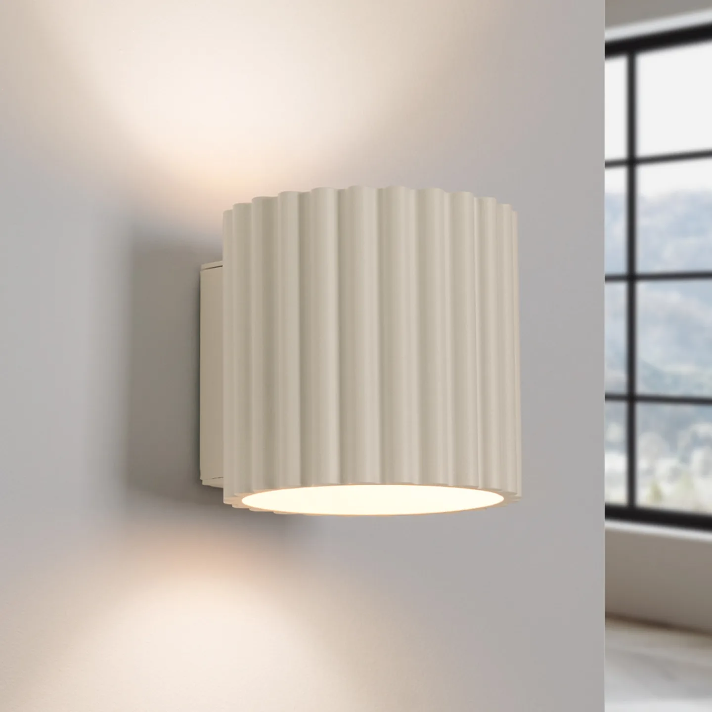 RIBLA væglampe, beige, Ø 10 cm, metal, G9 - SOLLUX SOLLUX LIGHTING - Stue - Aluminium - Med én lyskilde