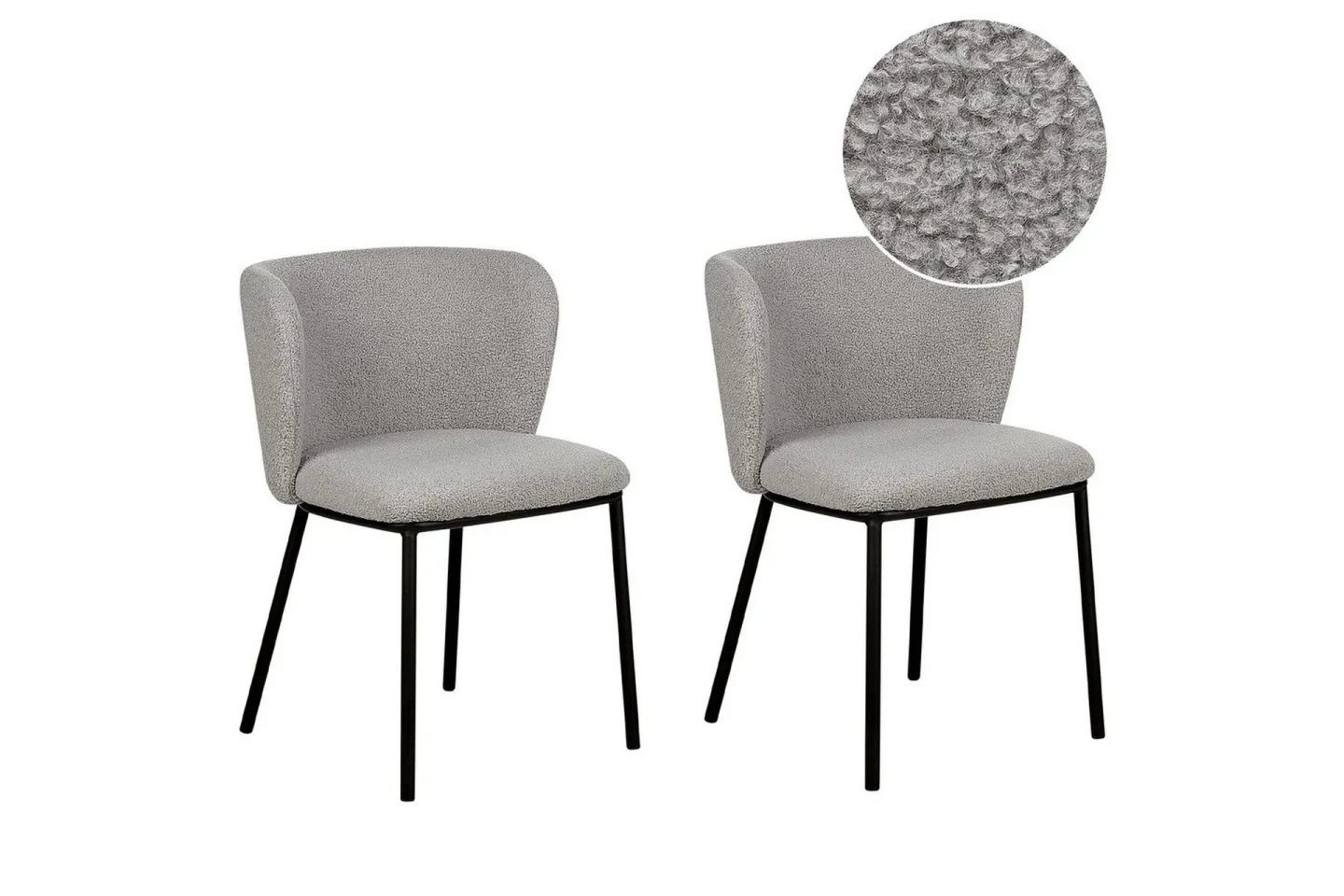 Set med 2 matstolar Mina - Grå, svart/Bouclé