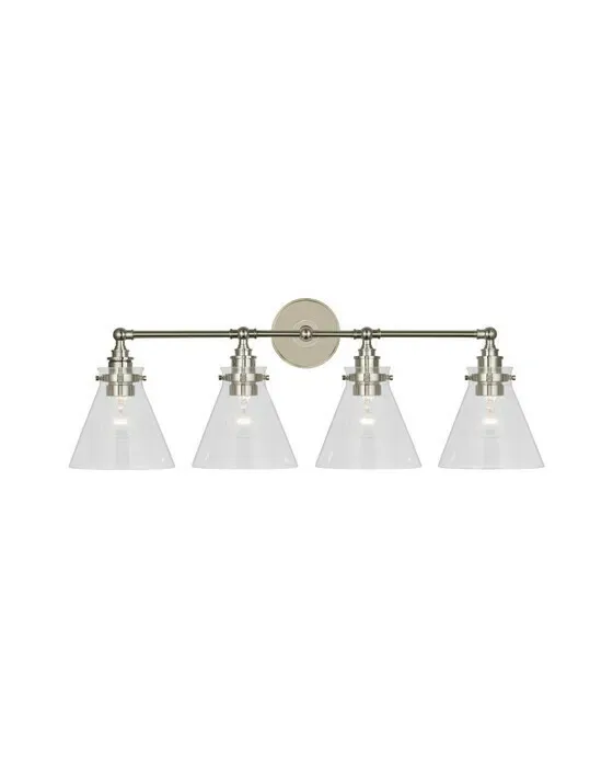 Parkington 32" Four Light Bath Bar Nickel/Clear glass