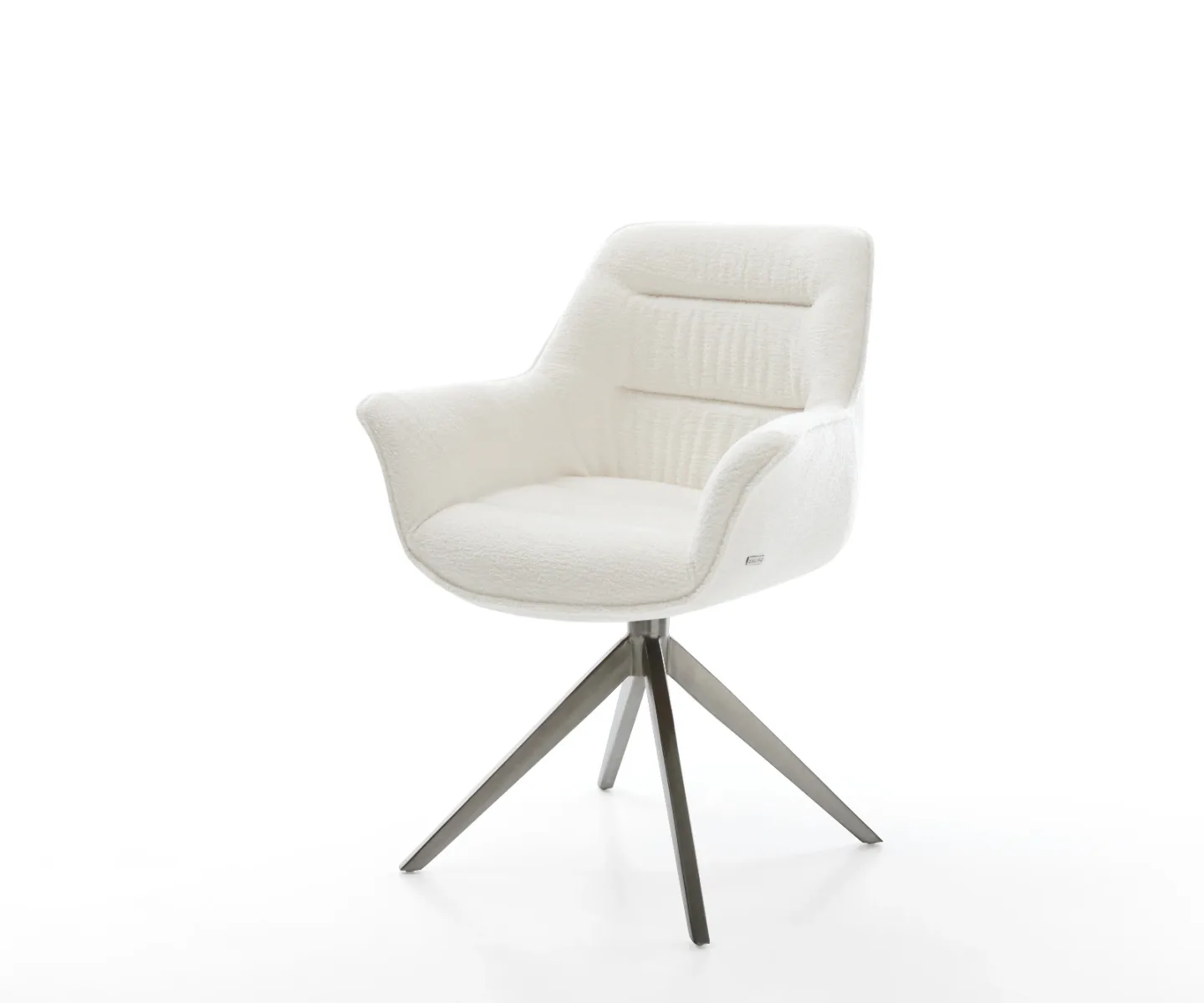 Drehstuhl Kaira-Flex Bouclé Soft Beige Kreuzgestell breit Graphit 360° drehbar Wippfunktion