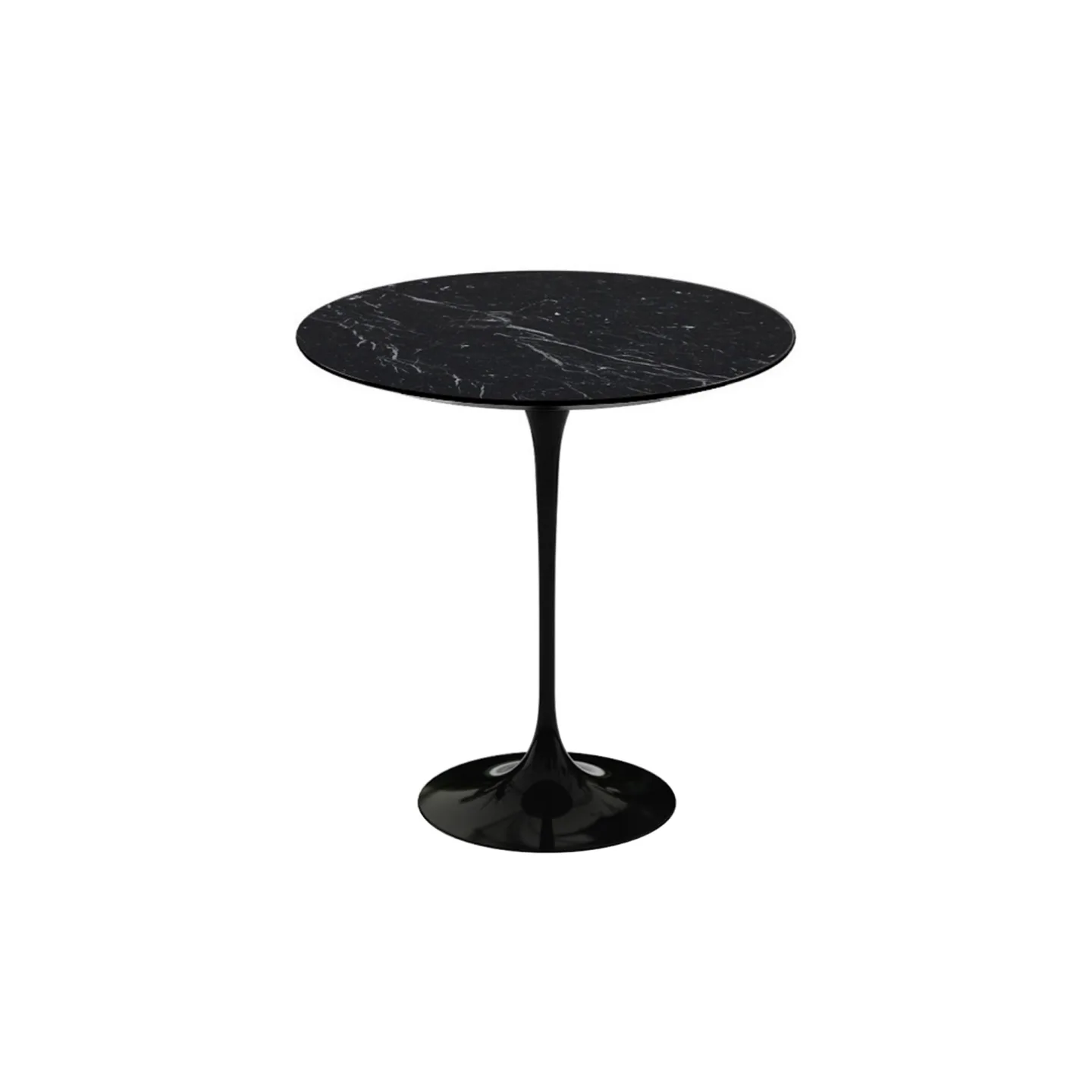 Knoll - Saarinen Round Table - Småbord, Svart underrede, skiva i glansig svart Marquina marmor, Ø 51 - Sidobord - Eero Saarinen - Svart - Metall/Trä