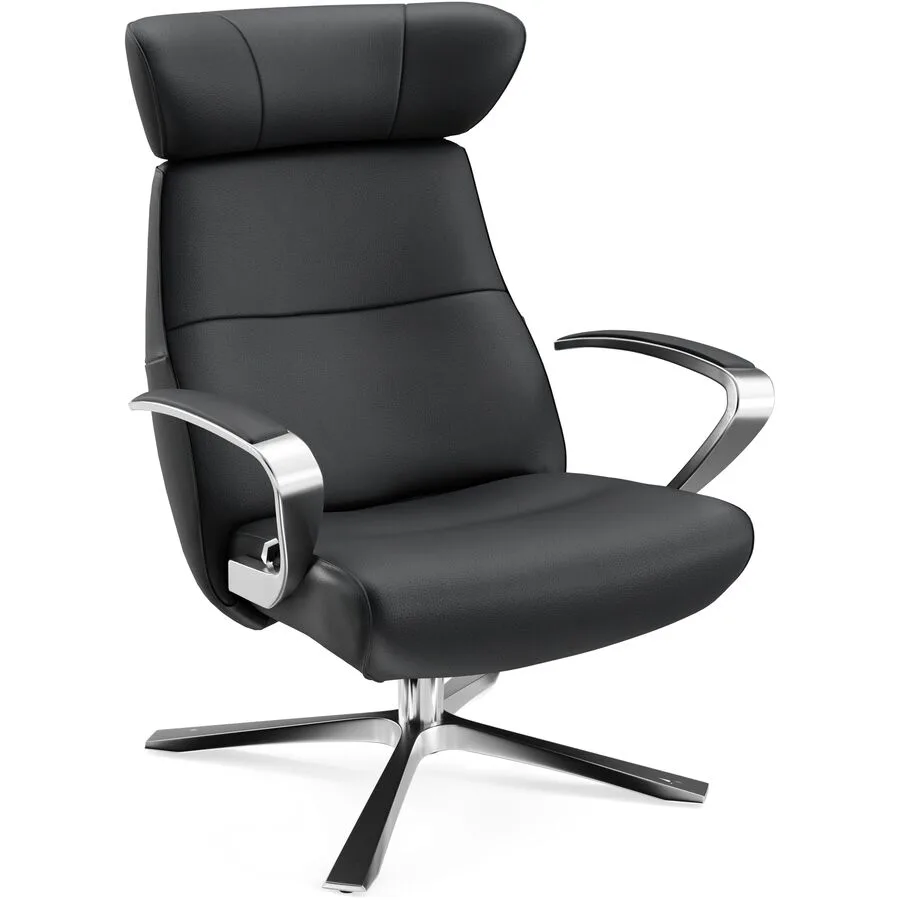 Conform Sessel Enno Schwarz, Silber Leder, Aluminium T 163 B 81 H 99 cm - Möbel Konfigurator: Traummöbel individuell zusammenstellen
