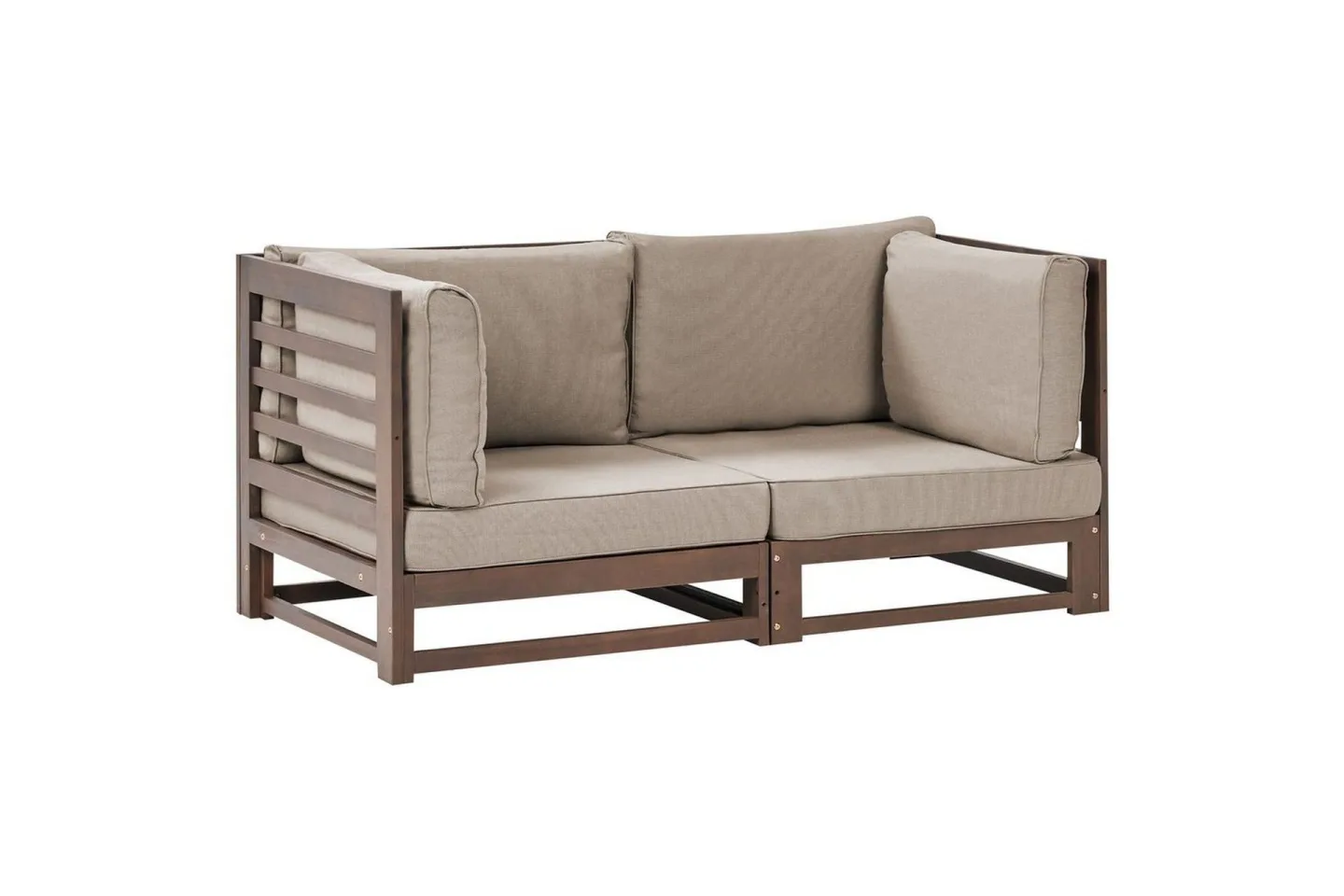 2-sitssoffa Trani Mörkt trä/grått/beige - Mörkt trä/grått/beige
