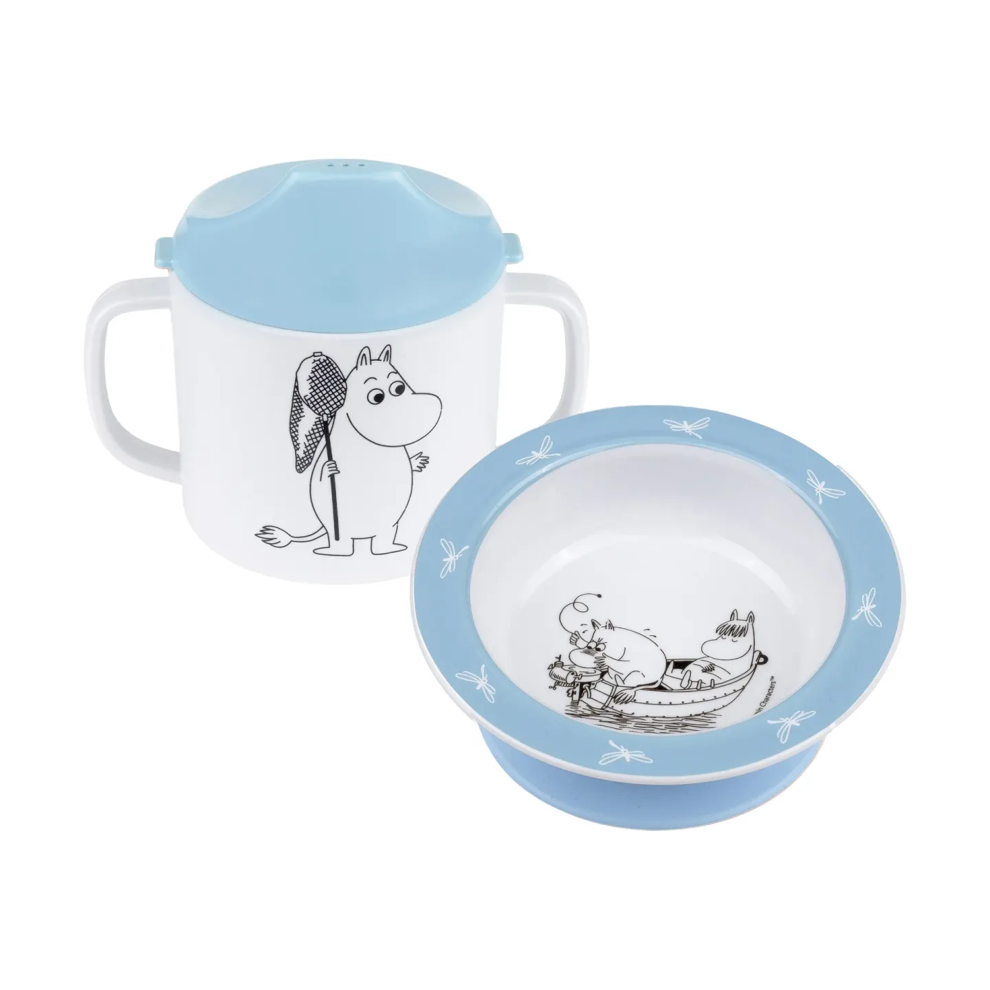 Rätt Start Mumin Water & Bad Trinklernbecher & Teller mit Saugnapf Blau