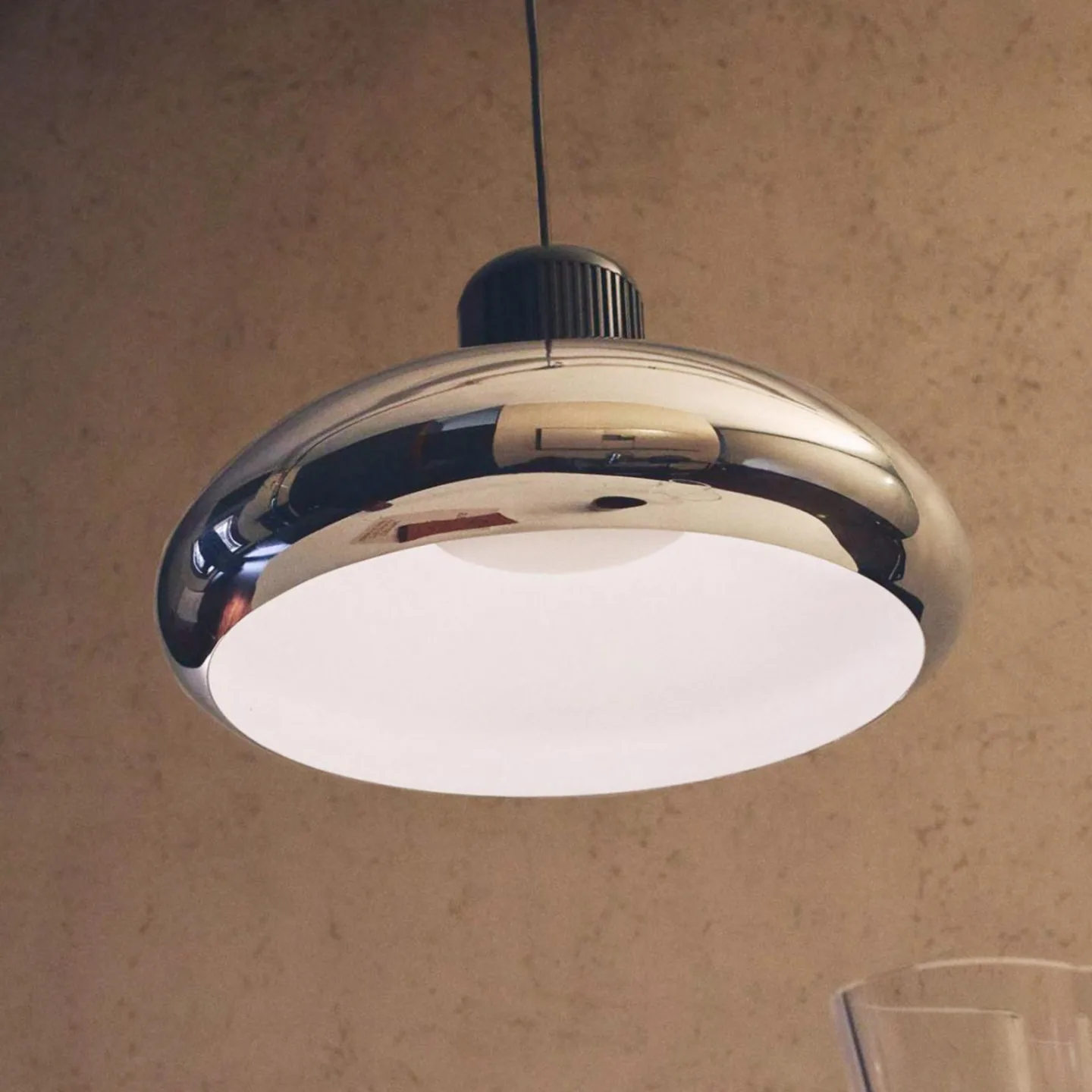 Trepiù LED-Hängelampe, chrom/schwarz, Ø 40 cm - Stilnovo - Wohnzimmer - Design - Aluminium - Einflammig