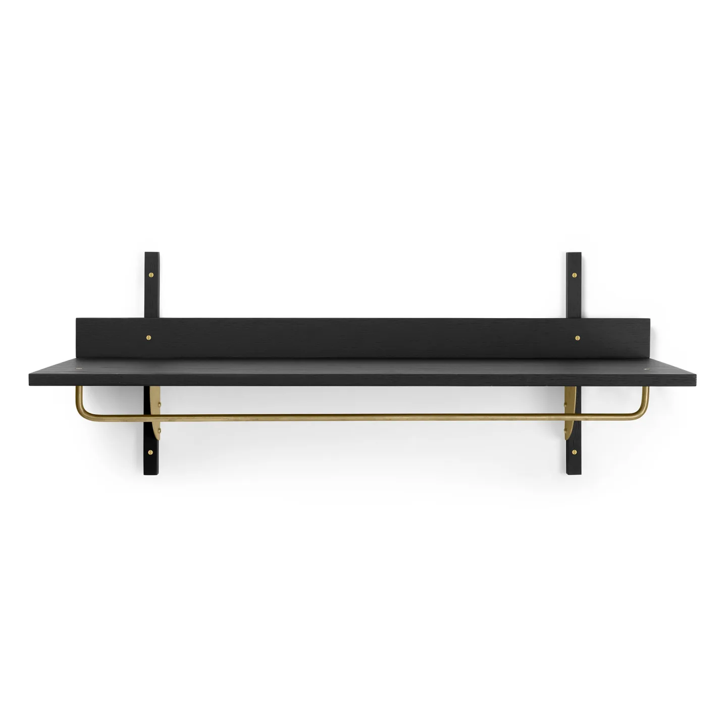 Ferm Living - Sector Rack Shelf Black Ash / Brass - Vägghyllor - Svart - Metall/Trä
