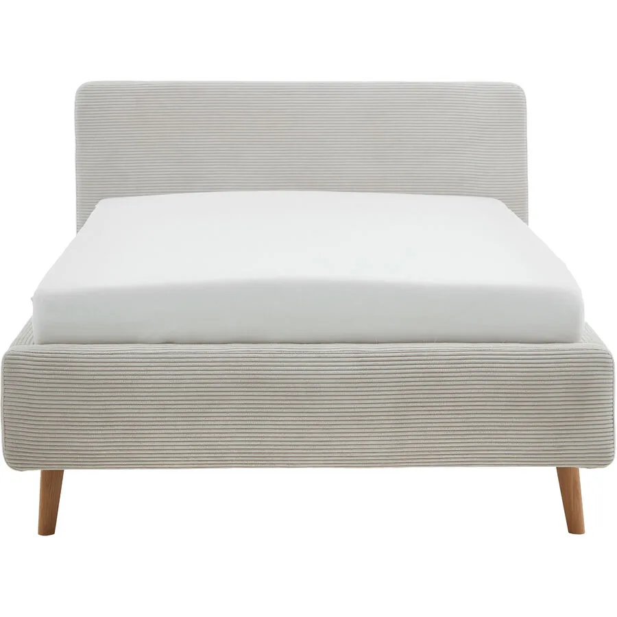 Bett Senja graubeige Stoff 120 x 200 cm