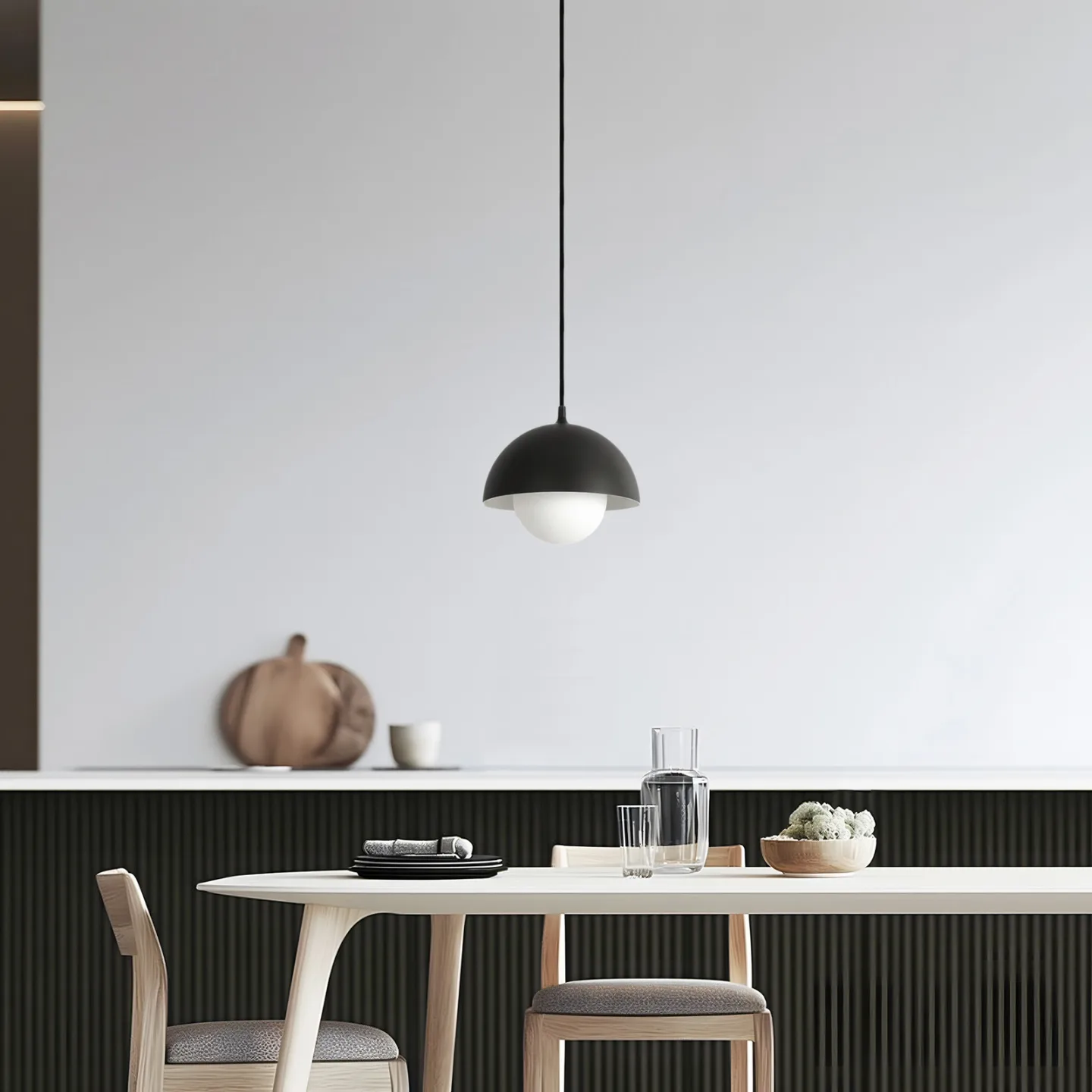 Hide Pendelleuchte, Ø 22 cm, schwarz, E14, Alu/Glas - NOLA - Wohnzimmer - Skandinavisch - Aluminium - Einflammig