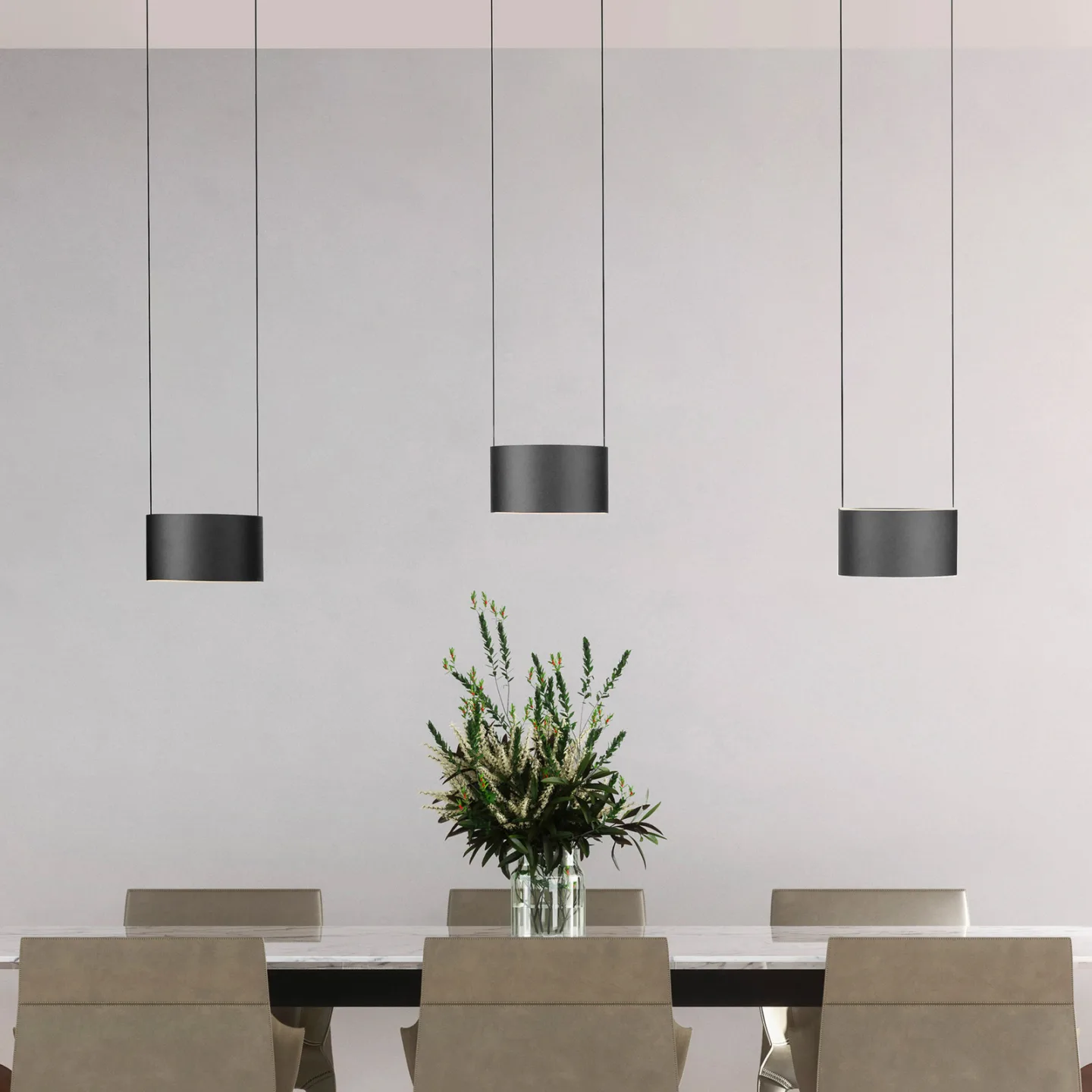 Clipse LED-Hängelampe, grau, Länge 110cm, CCT, 6-flg. - PURE - Wohnzimmer - Modern - Metall - Mehrflammig
