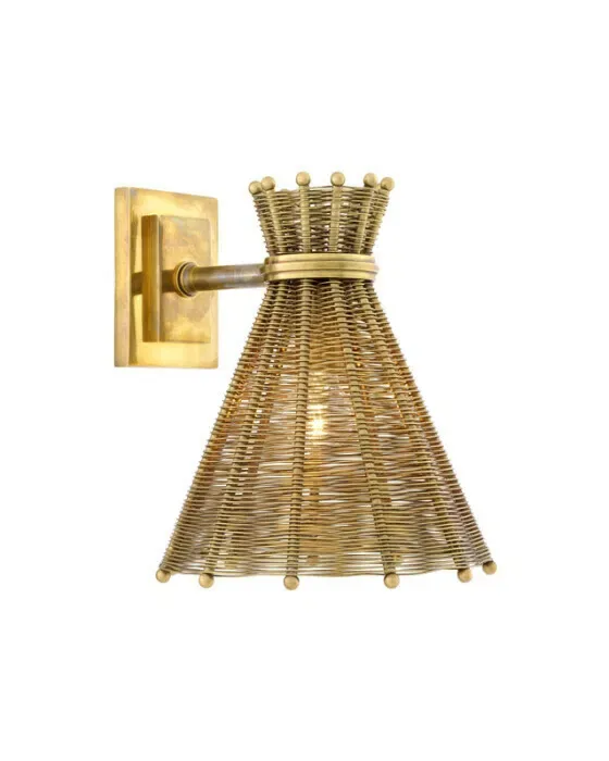 Kon Tiki vägglampa antik mässing