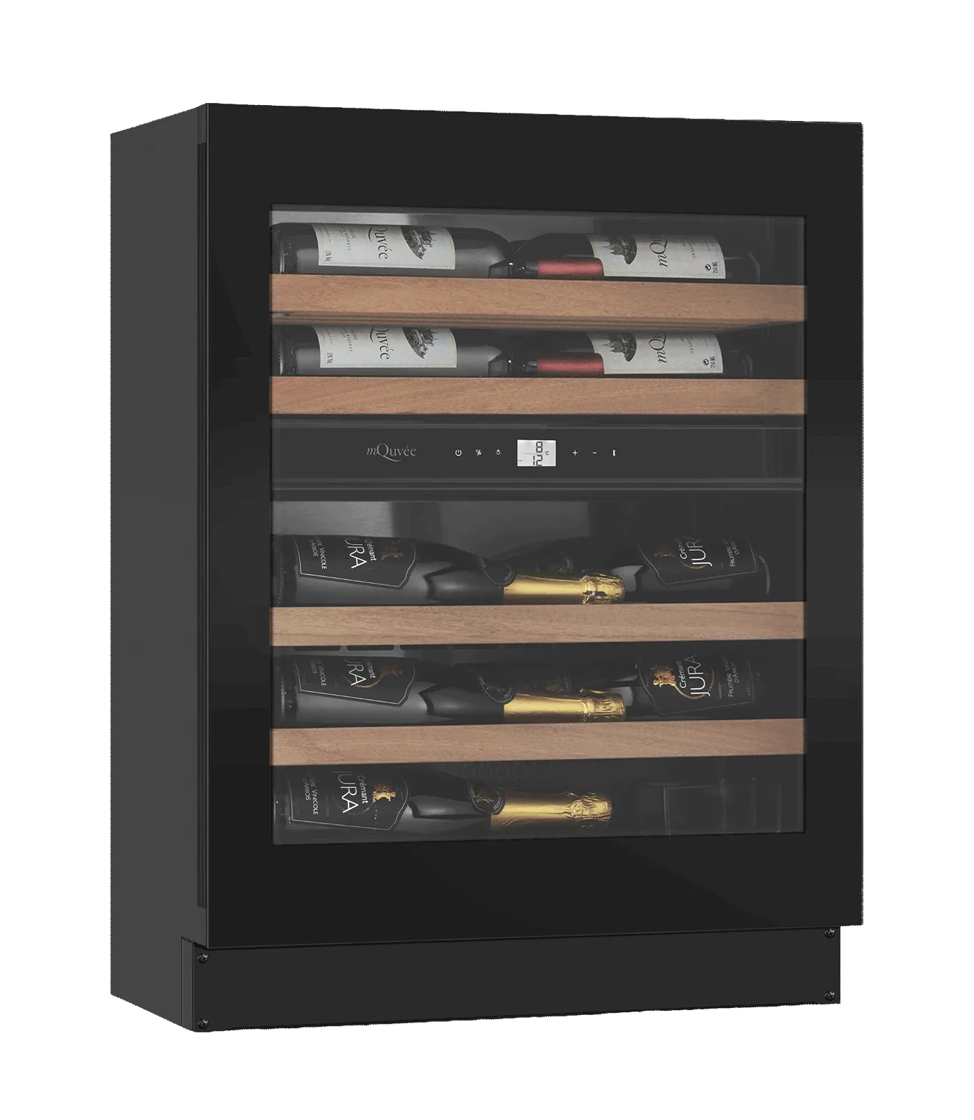 Unterbau-Weinkühlschrank - WineCave Exclusive 700 60D Slim Fullglass Black - Push/Pull