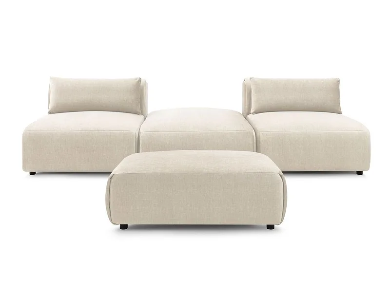 3er Sofa mit Hocker BOBOCHIC JEANNE Samt beige