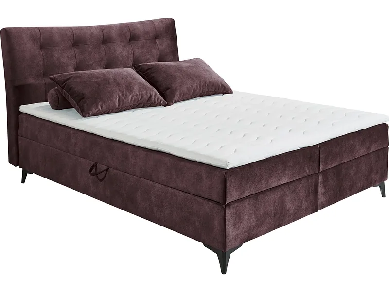 Boxspringbett MELROSE dunkellila 160x200cm flexibel