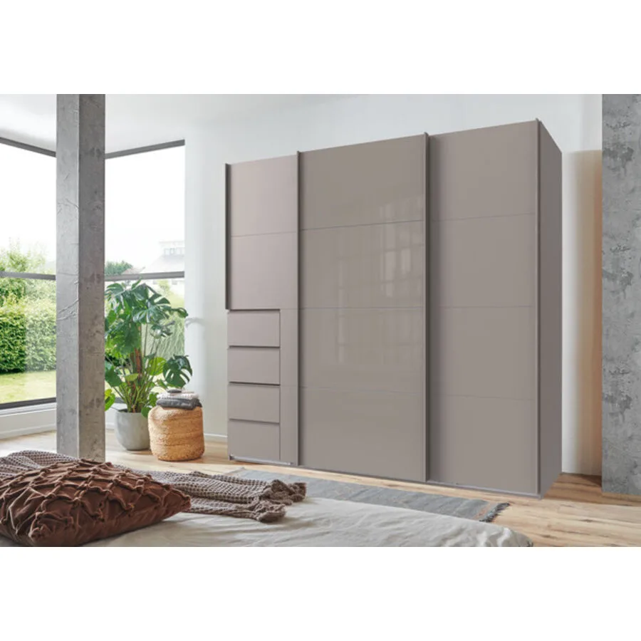 Kleiderschrank Cathy SAHARAGRAU + GLAS SAHARAGRAU Mischholz B 225 cm