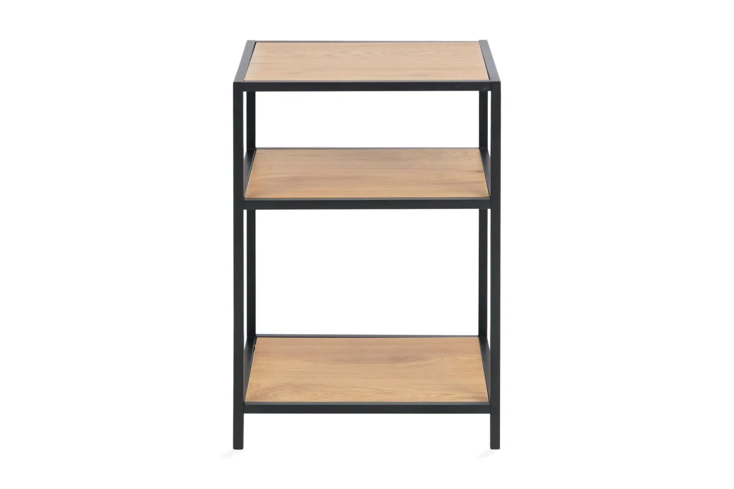 Hasslevik Sängbord 35 cm med Förvaring Hyllor - Natur/Svart