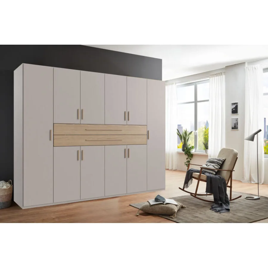 Kleiderschrank Stride Kaschmir, Abs. Dorena-Eiche-Nachbildung - Griffe Dorena-oak-NB Mischholz B 270 cm