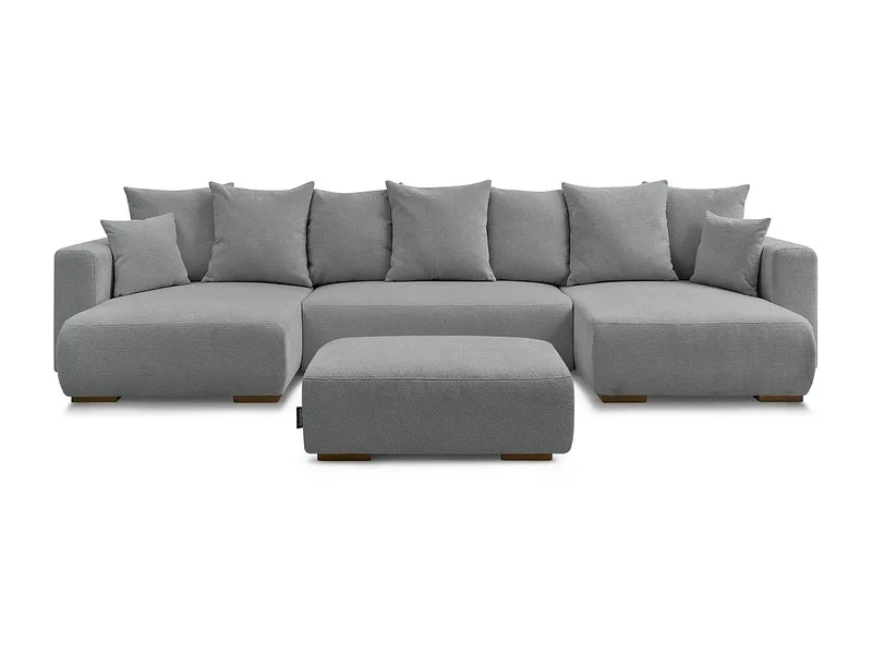 Panorama-Ecksofa mit Hocker BOBOCHIC SIDONIE Stoff chiniert dunkelgrau