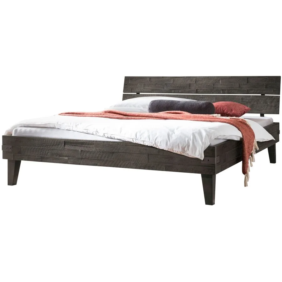 Hasena Bett Therese Dunkelgrau Akazie Massivholz 100 x 200 cm