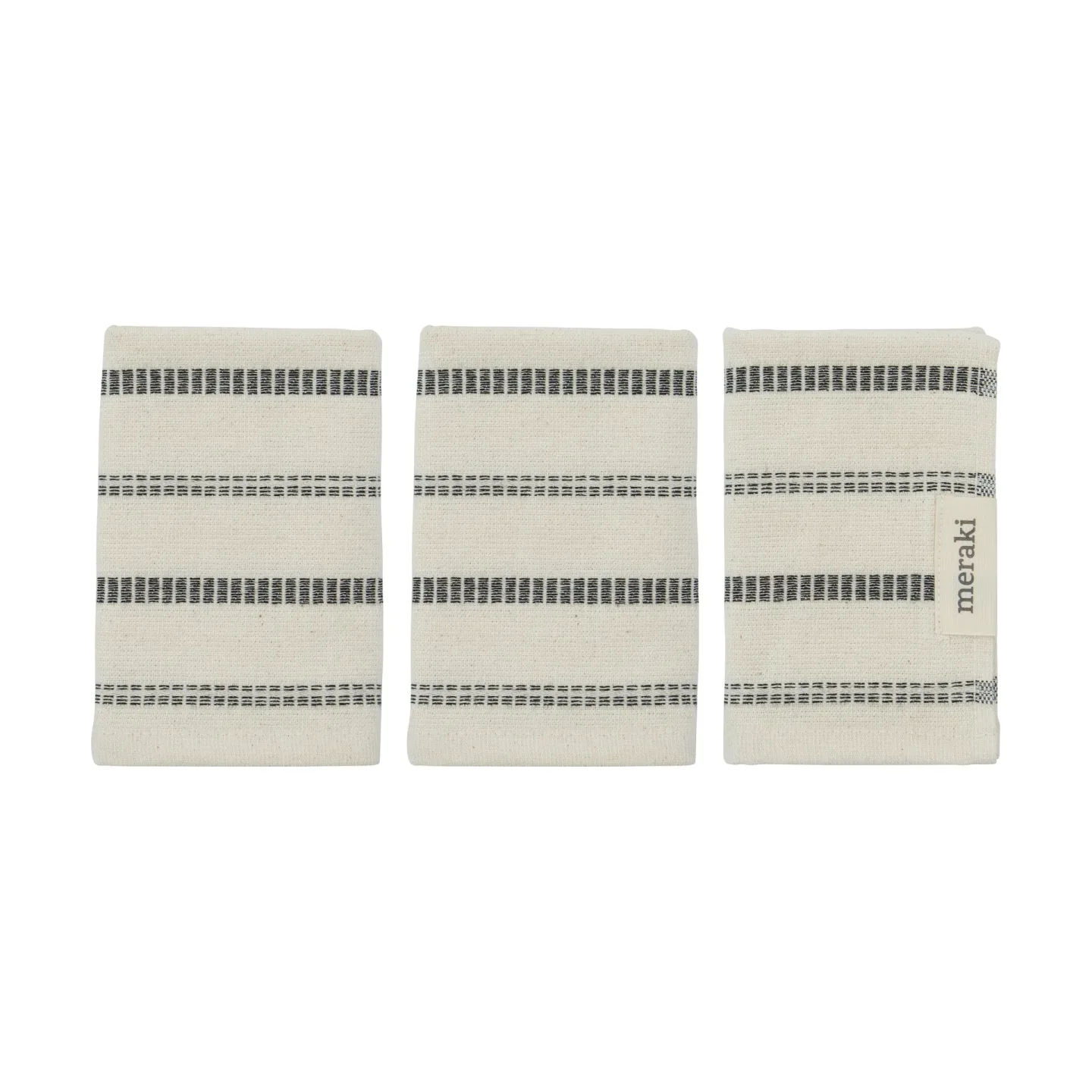 Meraki True Waschhandschuh 3-teilig Off-White-schwarz